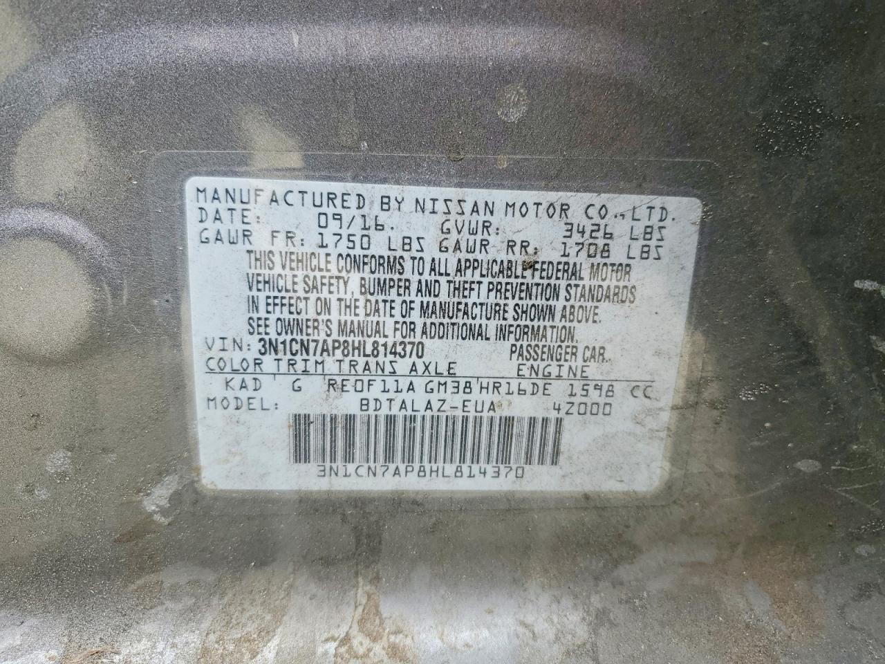 Nissan Versa 1.6 S Plus