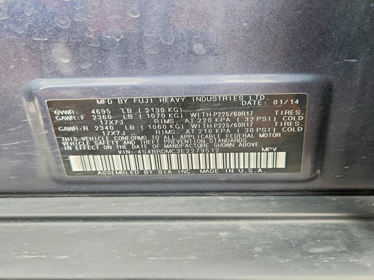 Subaru Outback 3.6r Limited