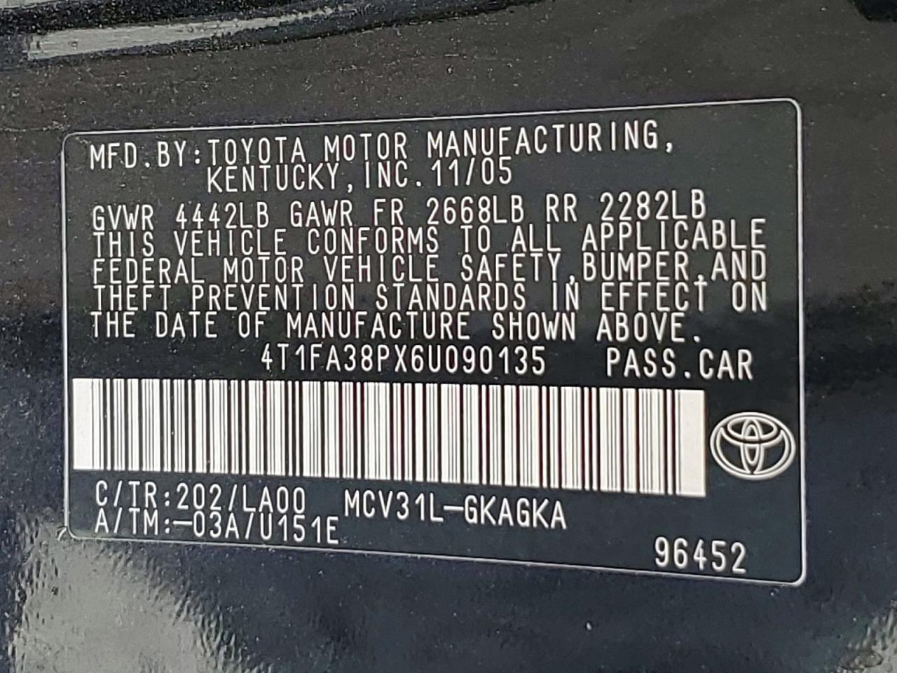 Toyota Camry Sle V6