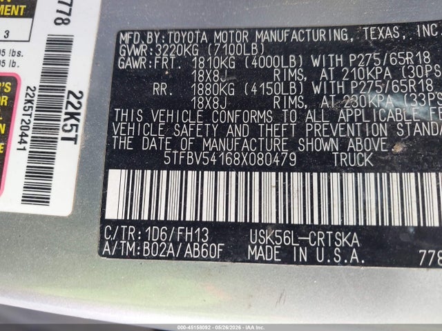 Toyota Tundra Sr5 5.7l V8