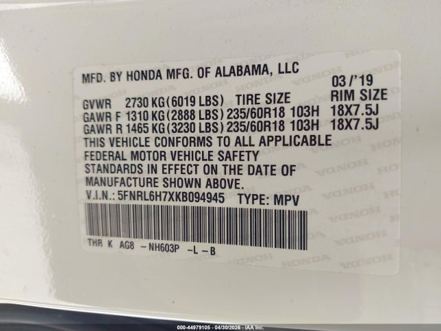 Honda Odyssey Ex-l