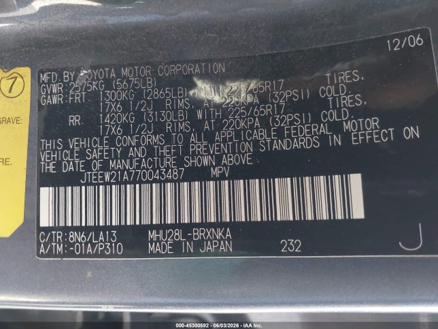 Toyota Highlander Limited V6