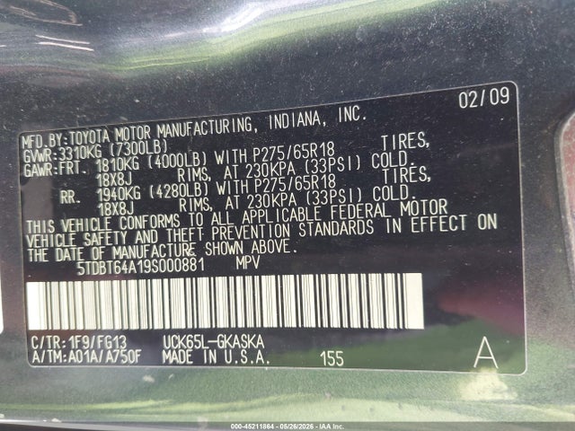 Toyota Sequoia Sr5 4.7l V8