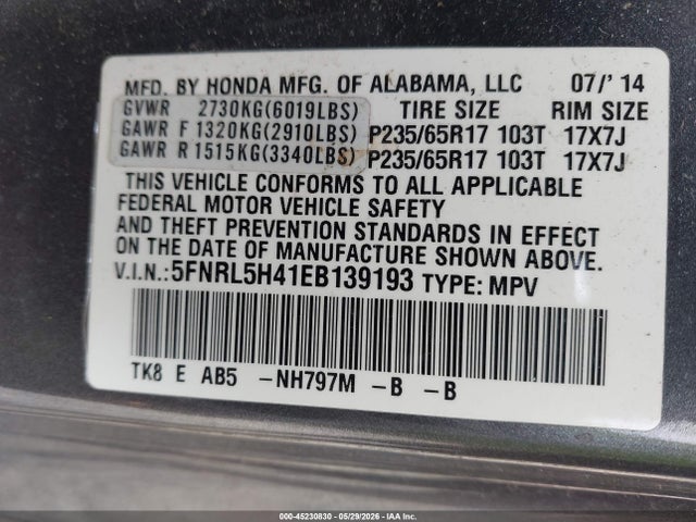 Honda Odyssey Ex