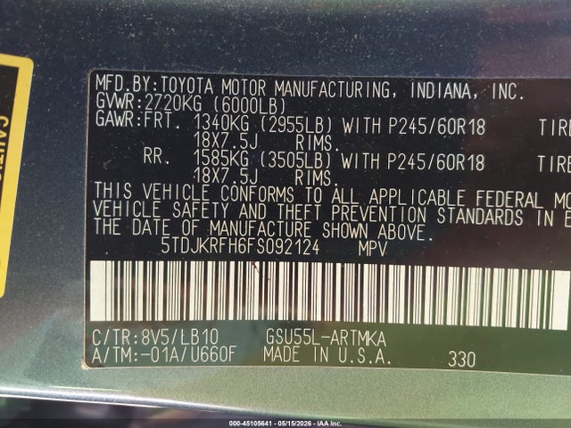 Toyota Highlander Xle V6
