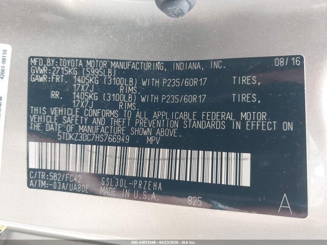 Toyota Sienna Le 8 Passenger