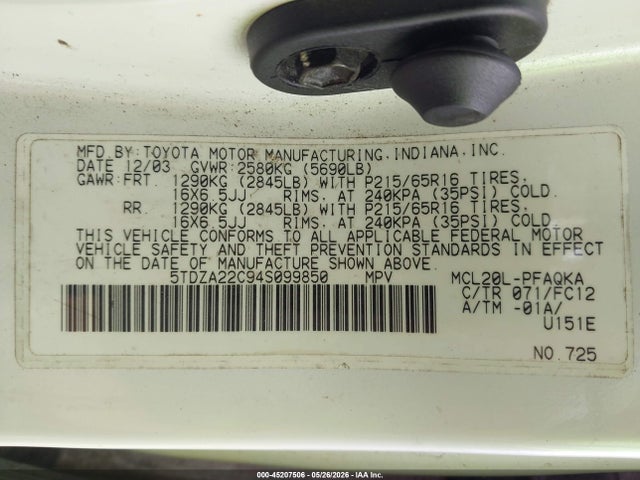 Toyota Sienna Xle