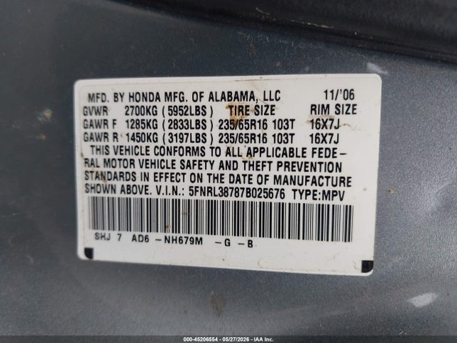 Honda Odyssey Ex-l