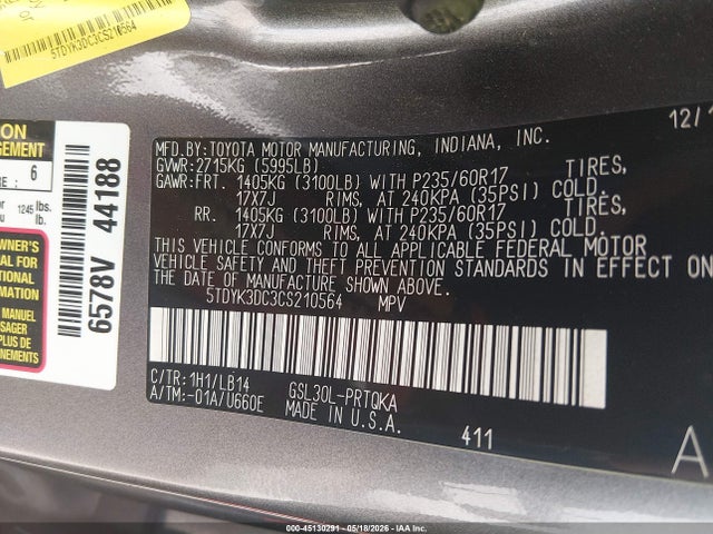 Toyota Sienna Xle V6 8 Passenger