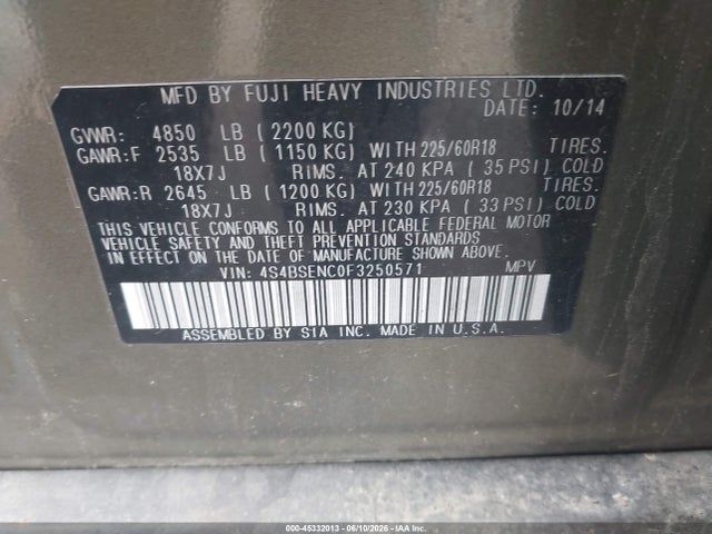 Subaru Outback 3.6r Limited