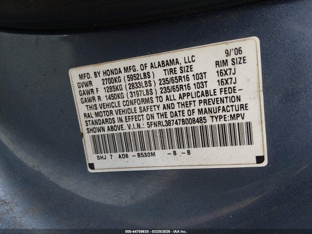 Honda Odyssey Ex-l