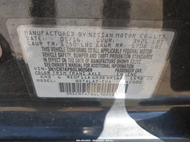 Nissan Versa 1.6 S+