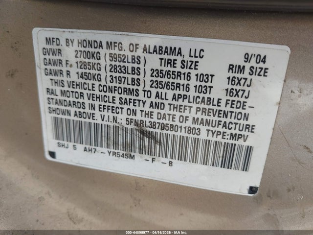 Honda Odyssey Ex-l
