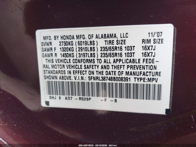 Honda Odyssey Ex-l