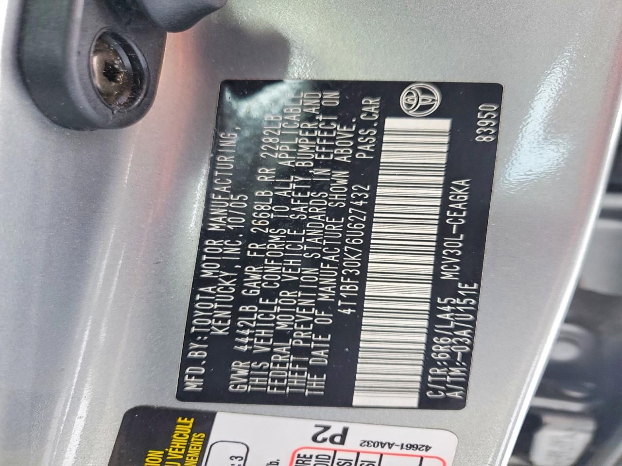 Toyota Camry Xle V6