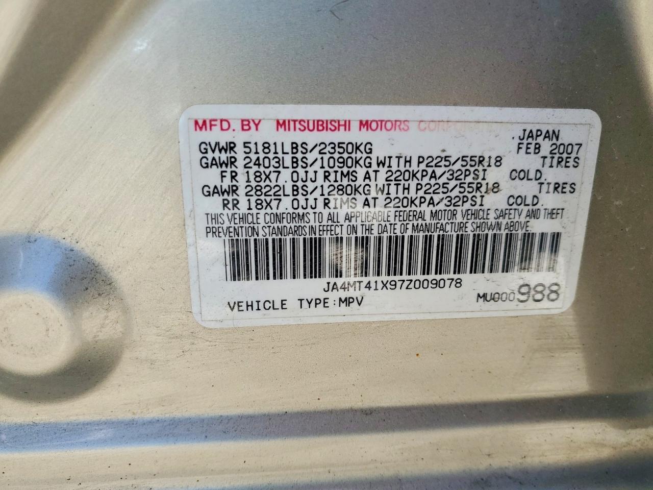 Mitsubishi Outlander Xls