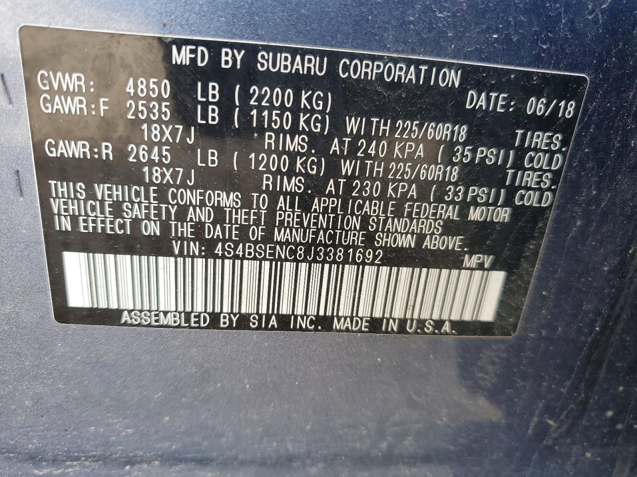 Subaru Outback 3.6r Limited