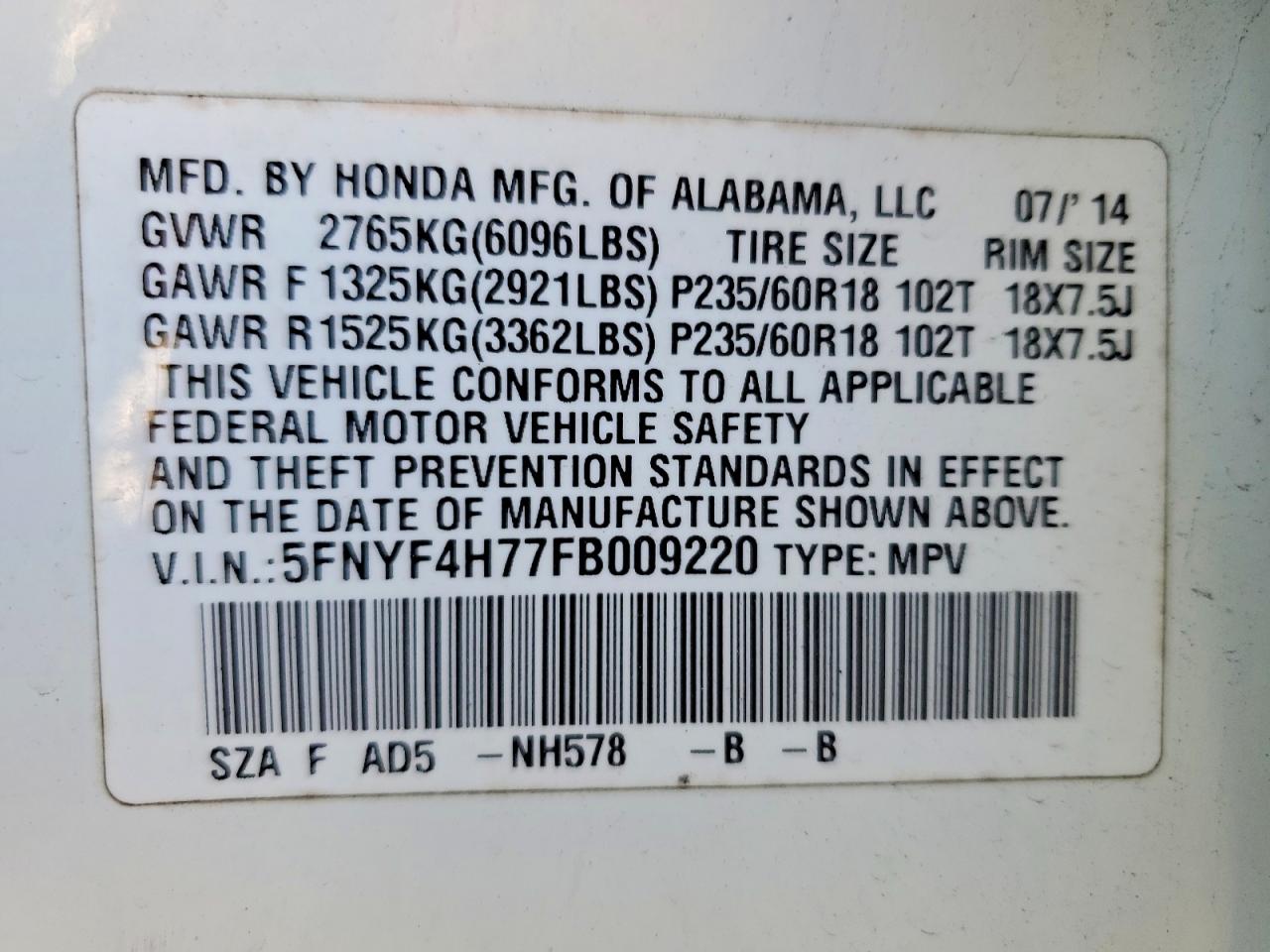 Honda Pilot Exln