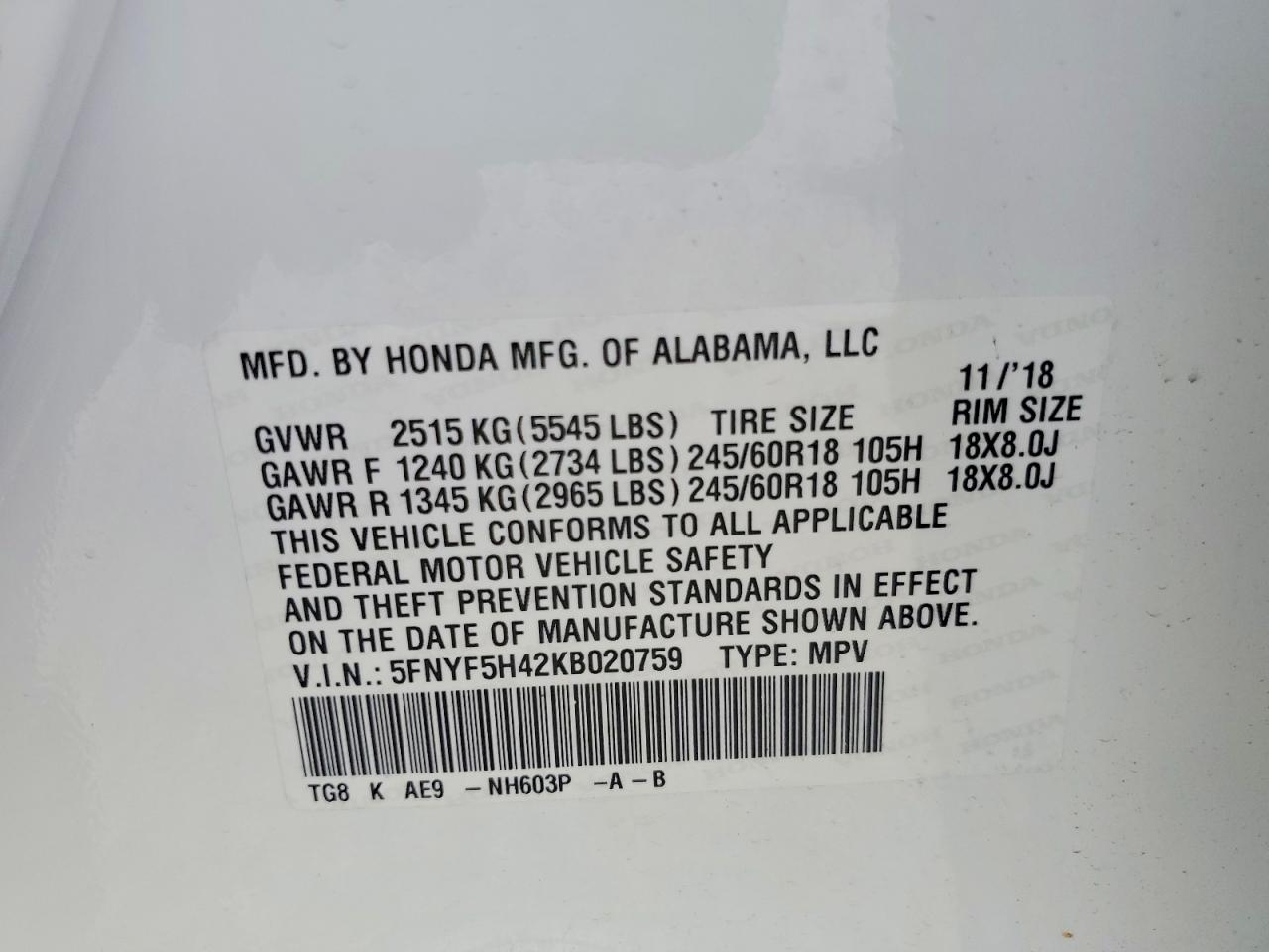 Honda Pilot Exl