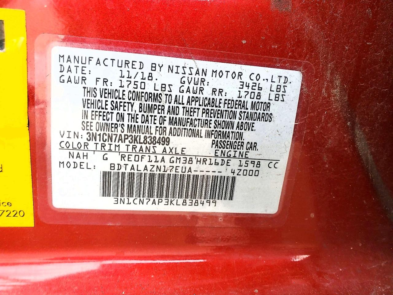 Nissan Versa S Plus