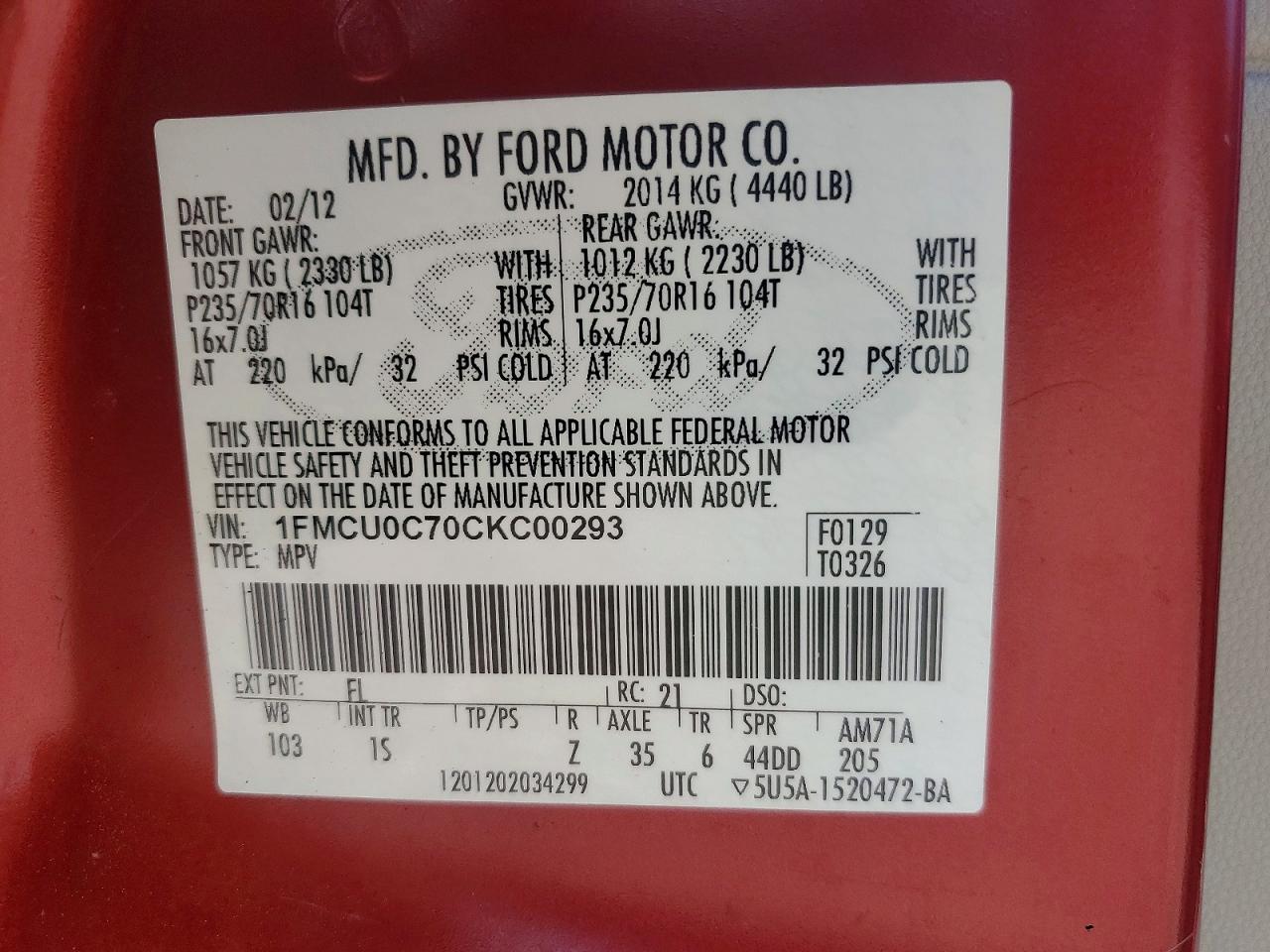 Ford Escape Xls