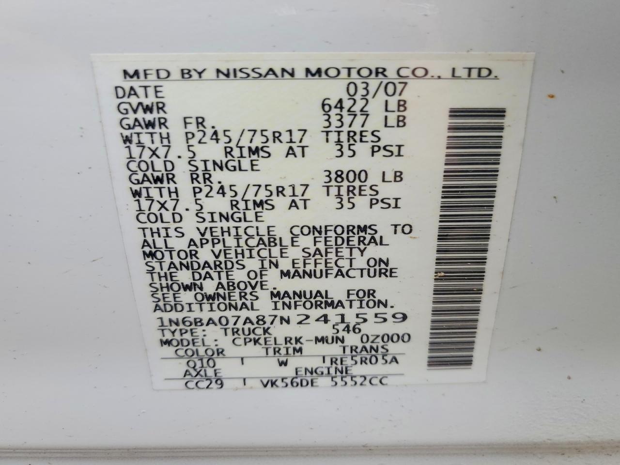 Nissan Titan Xe Ffv