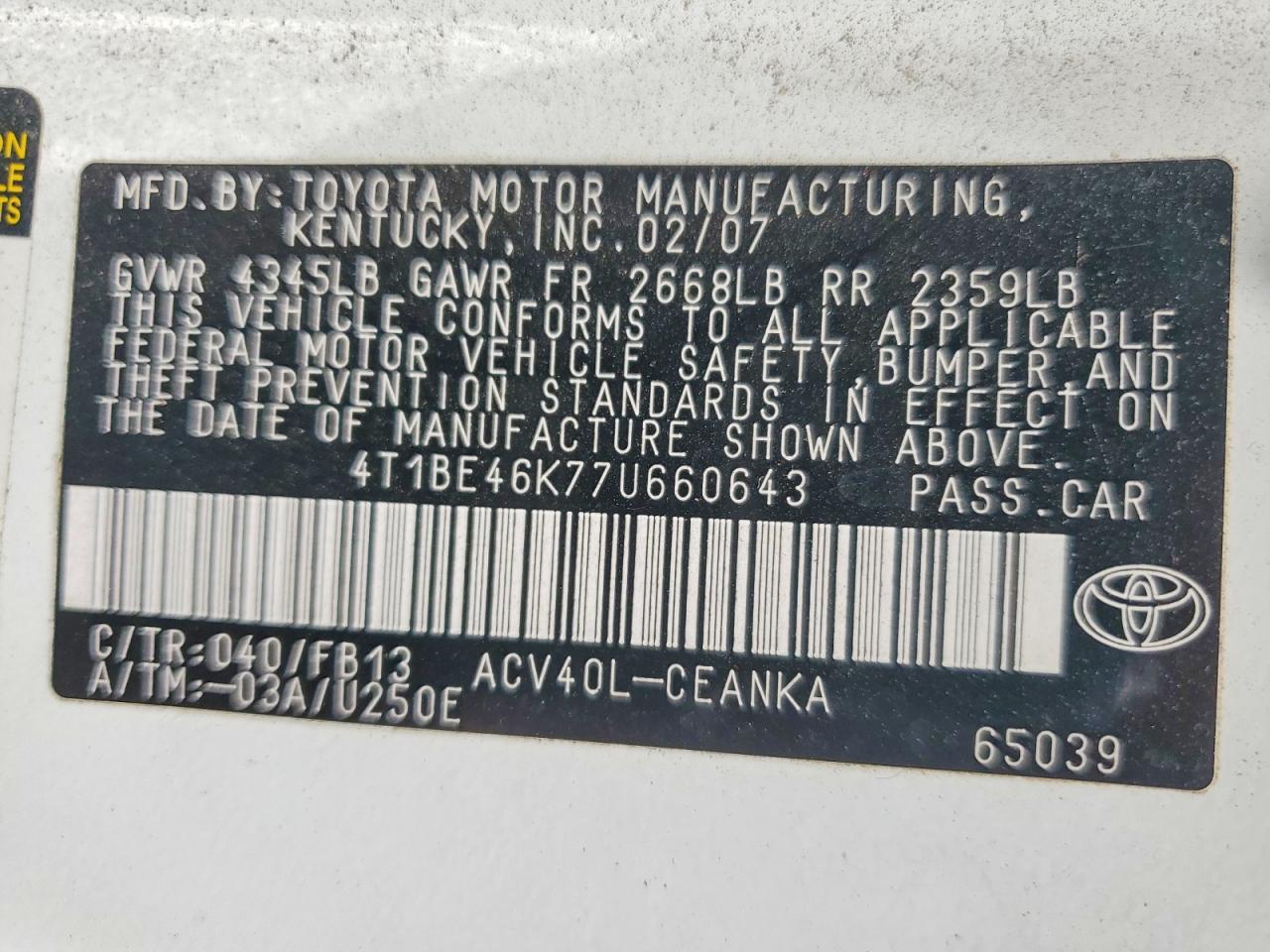Toyota Camry Le