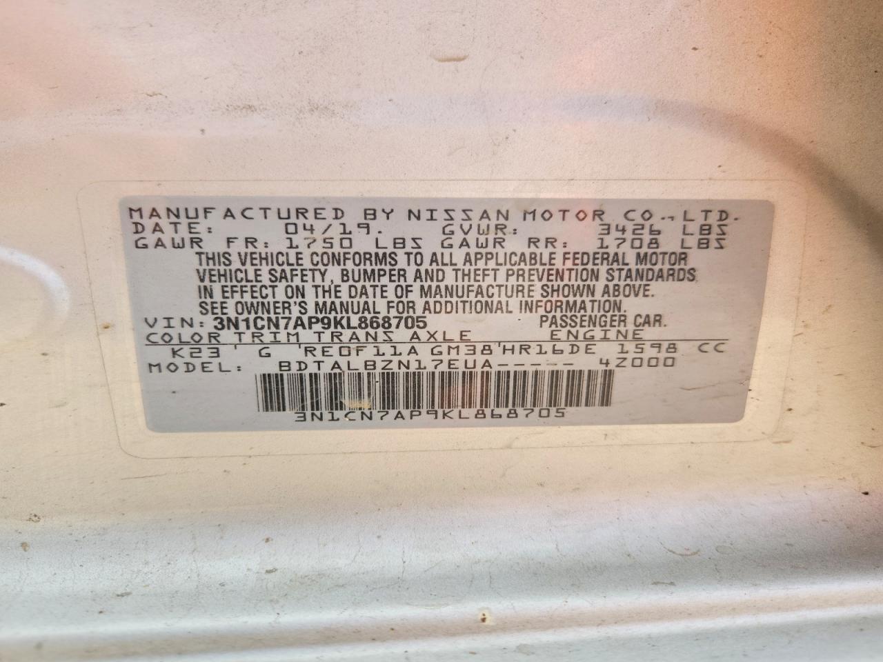 Nissan Versa Sv