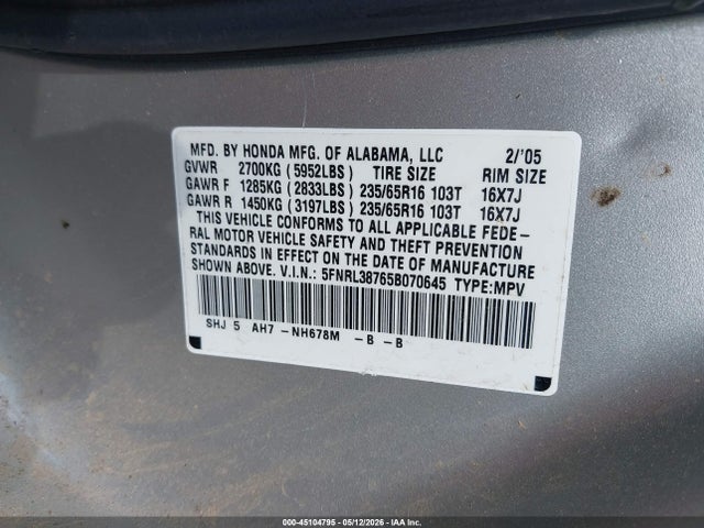 Honda Odyssey Ex-l