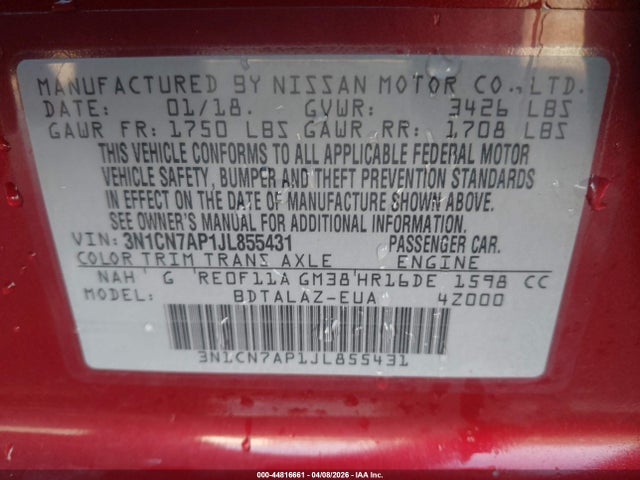 Nissan Versa 1.6 S+