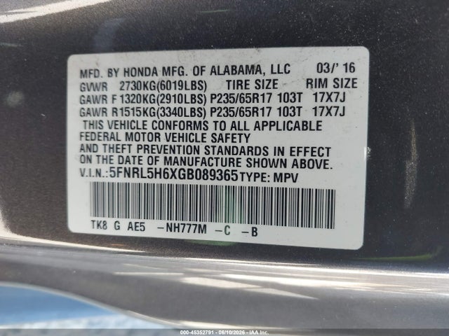 Honda Odyssey Ex-l