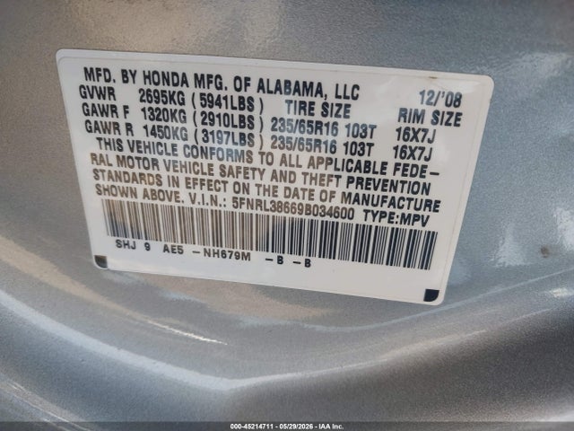 Honda Odyssey Ex-l