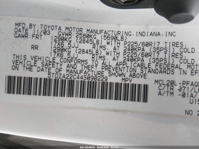Toyota Sienna Xle
