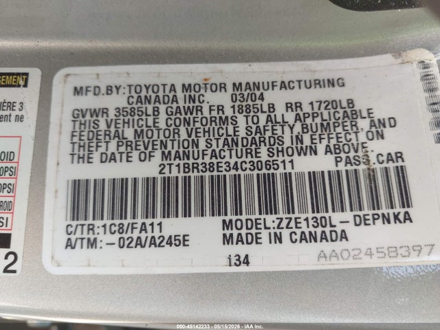 Toyota Corolla Le