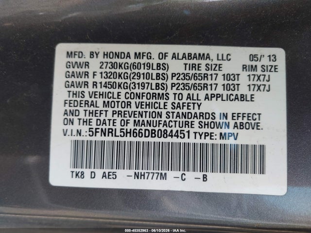 Honda Odyssey Ex-l