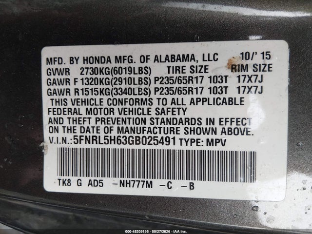 Honda Odyssey Ex-l