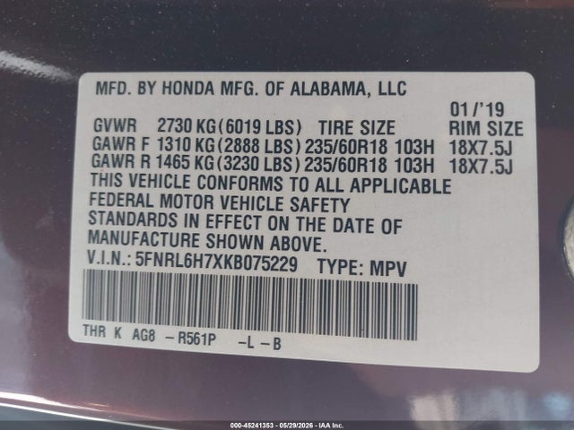 Honda Odyssey Ex-l