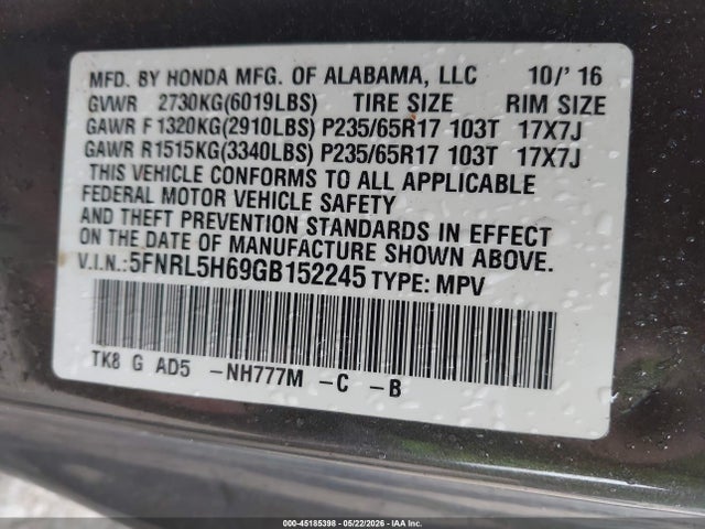 Honda Odyssey Ex-l