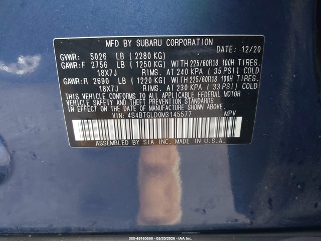 Subaru Outback Onyx Edition Xt