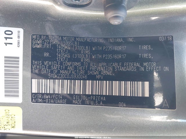 Toyota Sienna Le 8 Passenger
