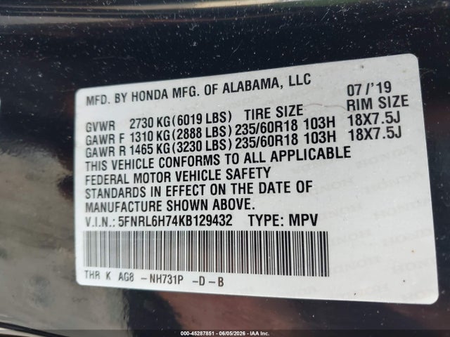 Honda Odyssey Ex-l