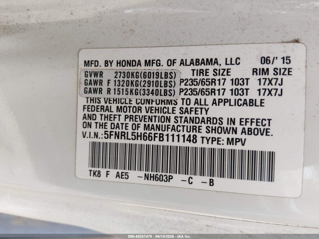Honda Odyssey Ex-l