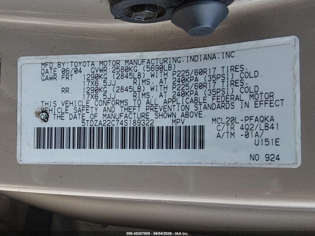 Toyota Sienna Xle Limited