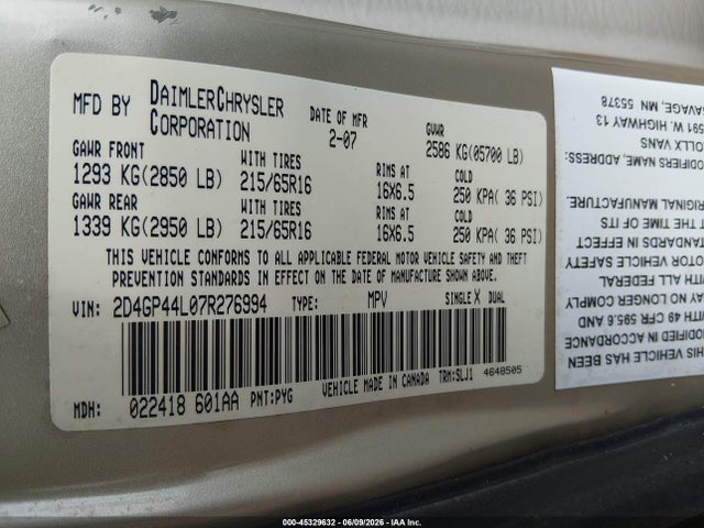 Dodge Grand Caravan Sxt