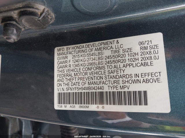 Honda Pilot 2wd Touring 8 Passenger