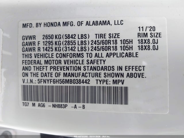 Honda Pilot Awd Ex-l