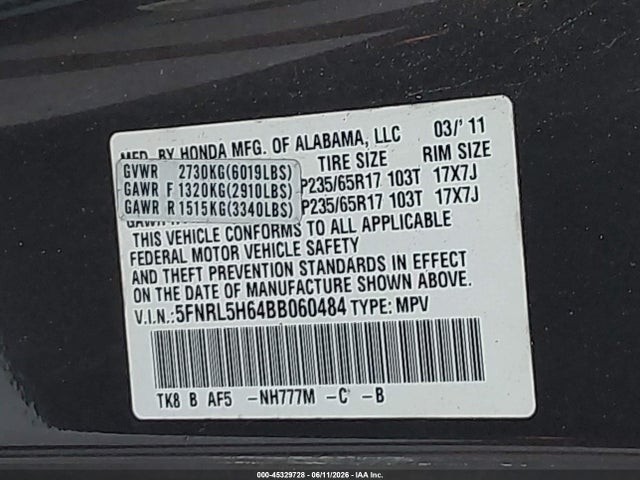 Honda Odyssey Ex-l