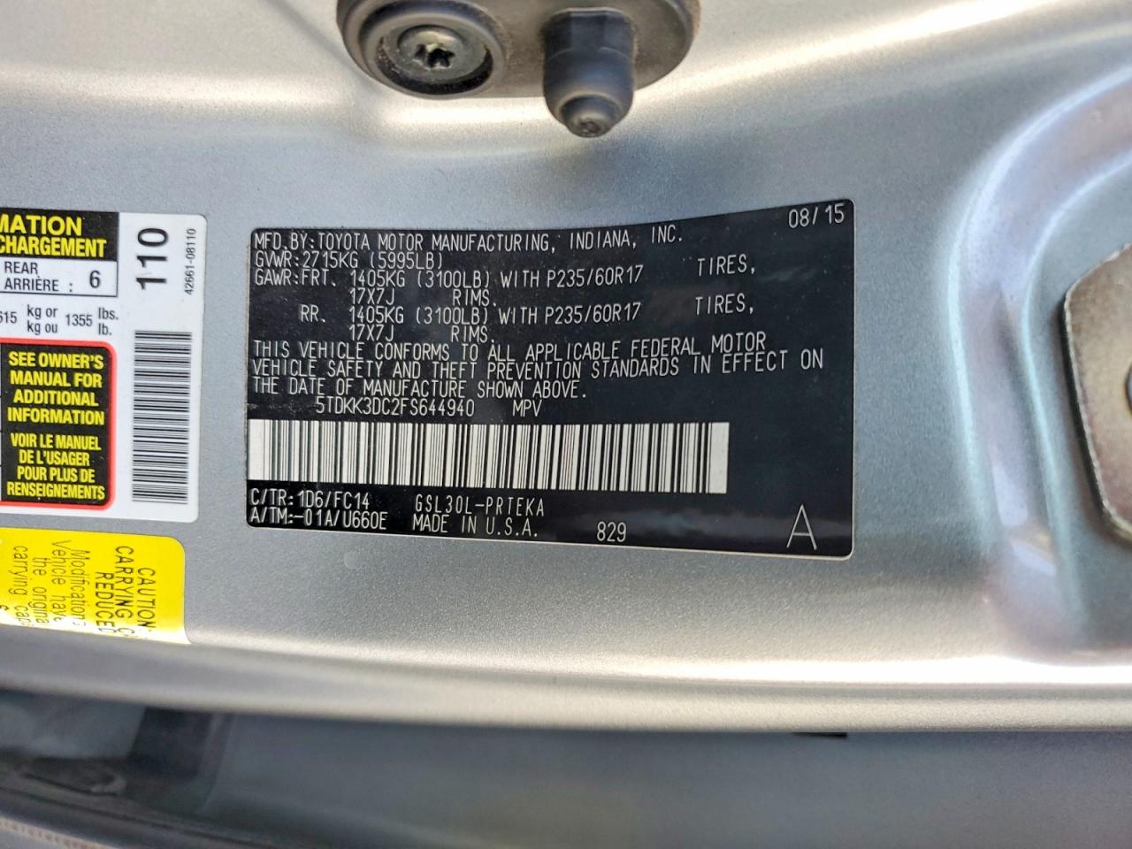 Toyota Sienna Le 8-passenger