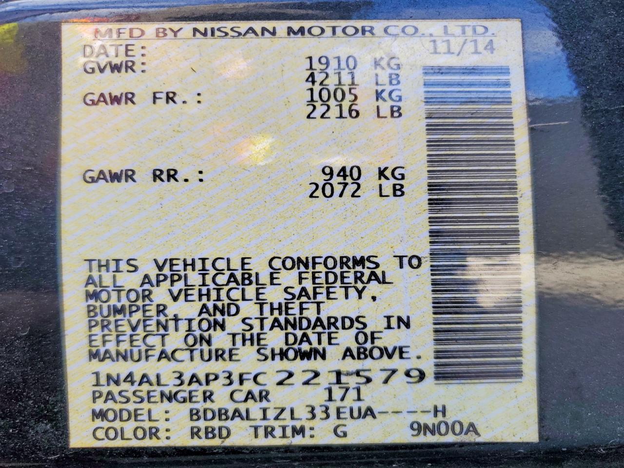 Nissan Altima 2.5 Sv