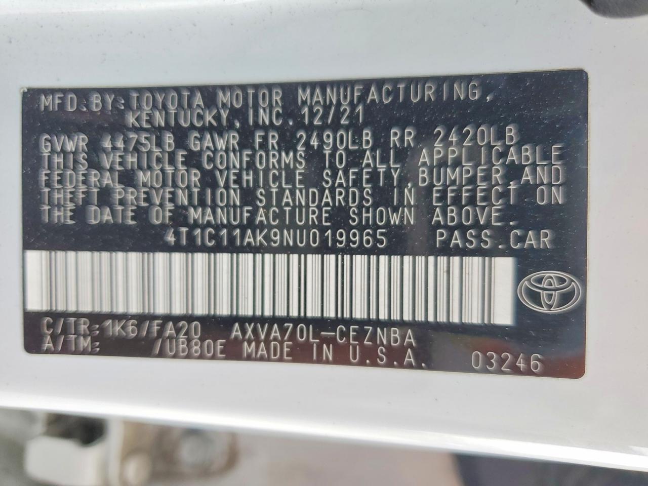 Toyota Camry Le